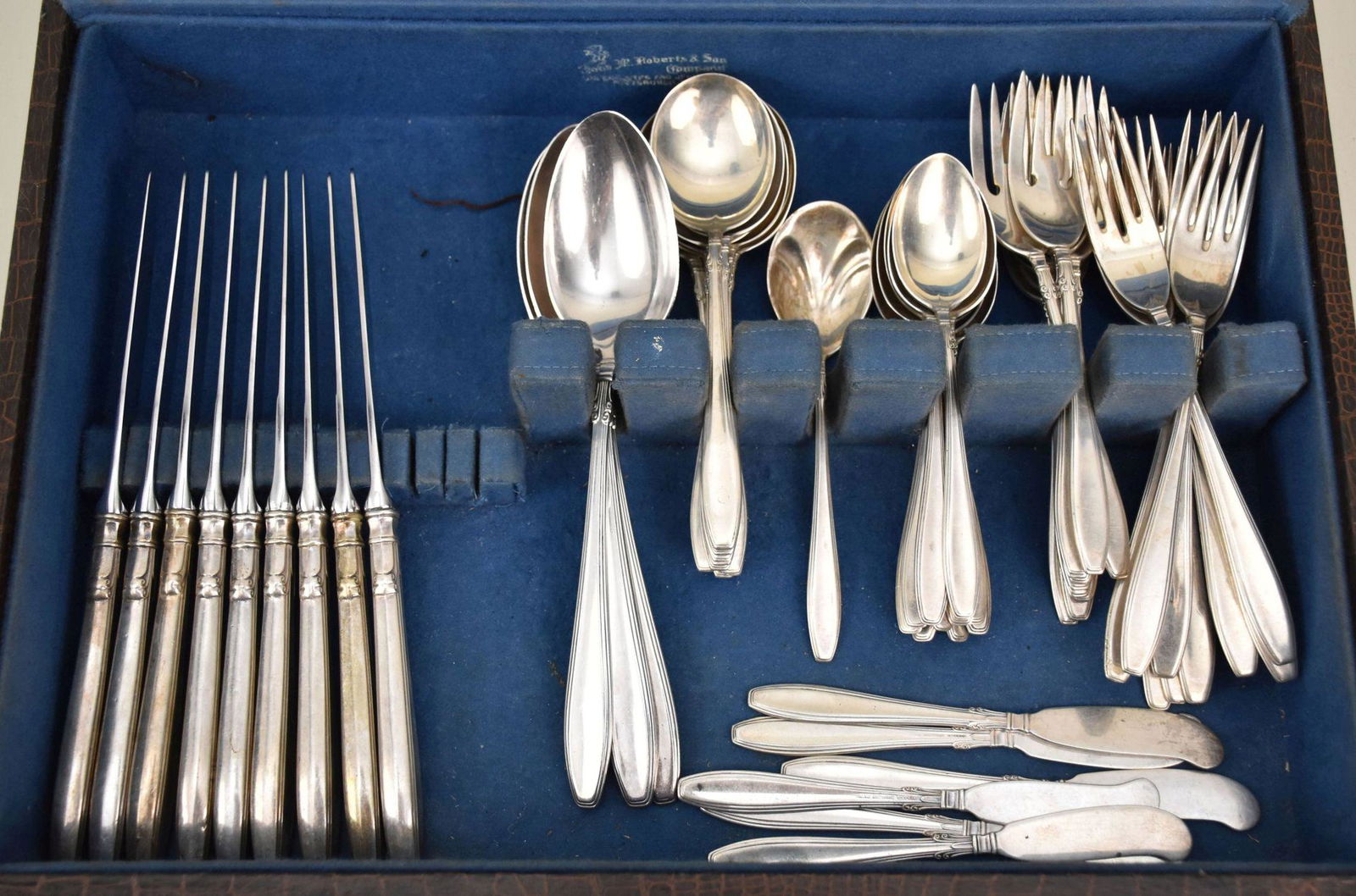 Gorham Sterling Flatware Set, Nocturne Pattern, incl; 9 Dinner Knives, 9 Dinner Forks, 9 Forks (6 (1 of 4)