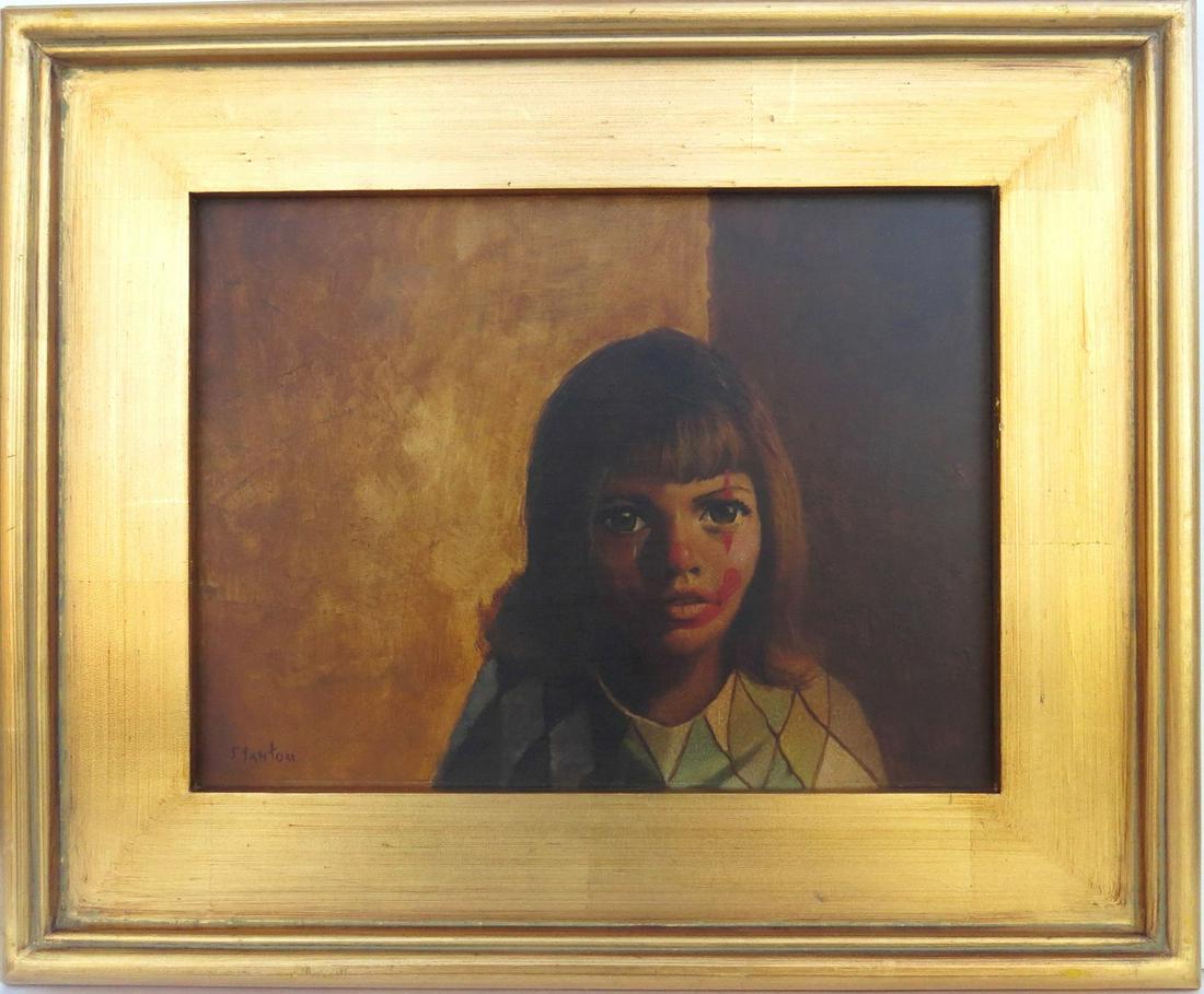 SYLVIA STANTON (Attributed), (New Orleans, 1935-2020), Oil/Board, HARLEQUIN GIRL, 9 inches x 11 7/8 (1 of 6)