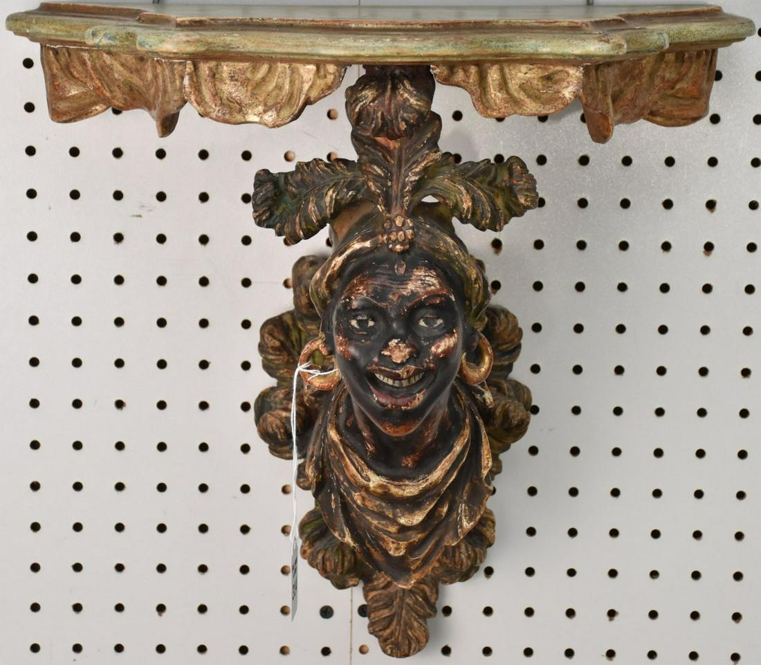 Antique Female Venetian Blackamoor Polychrome Wall Sconce - A female figural bust wall scone of (1 of 10)