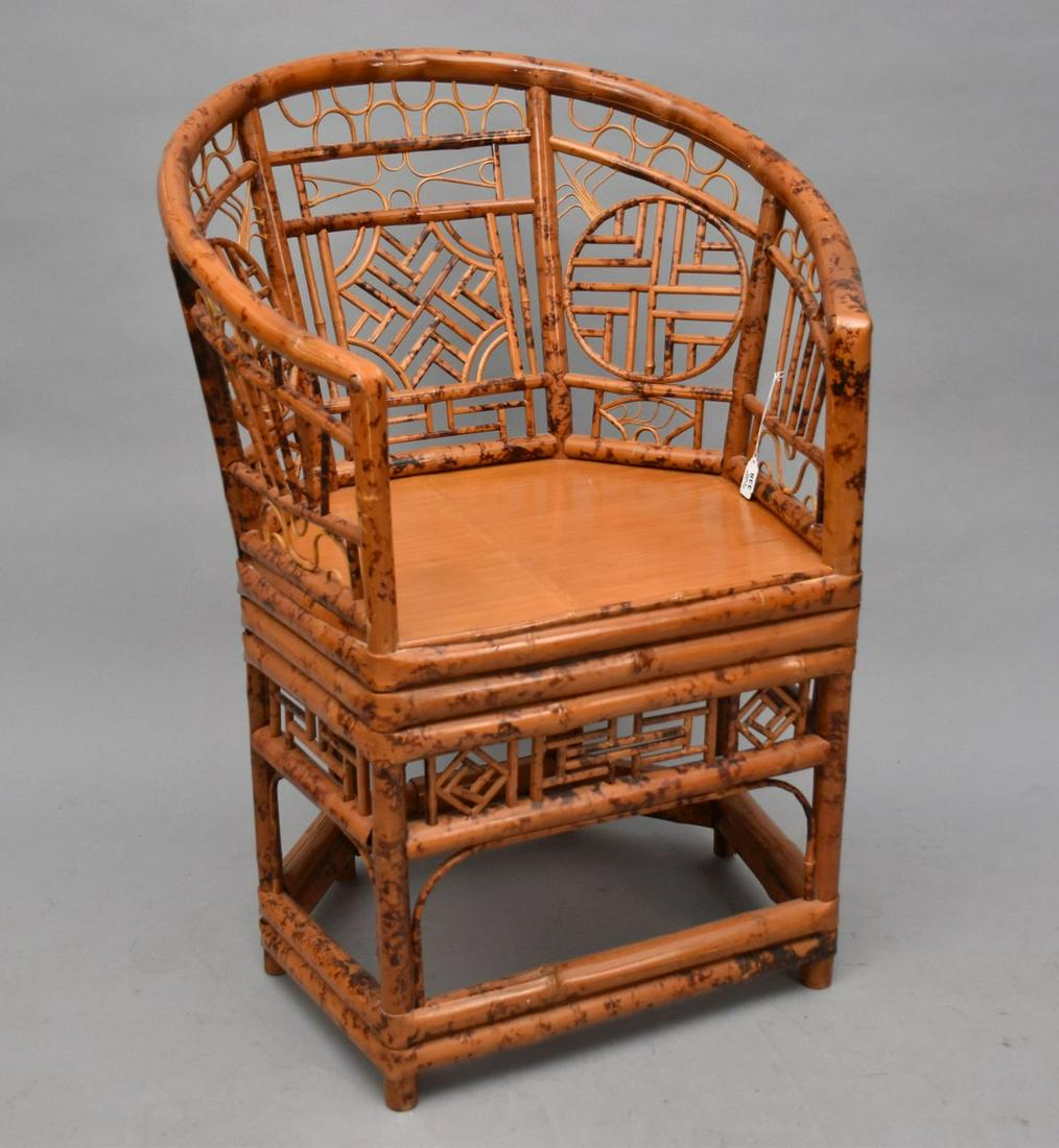 Rattan Chippendale Style Armchair, 36 1/2"h x 27"w x 26"d (1 of 5)