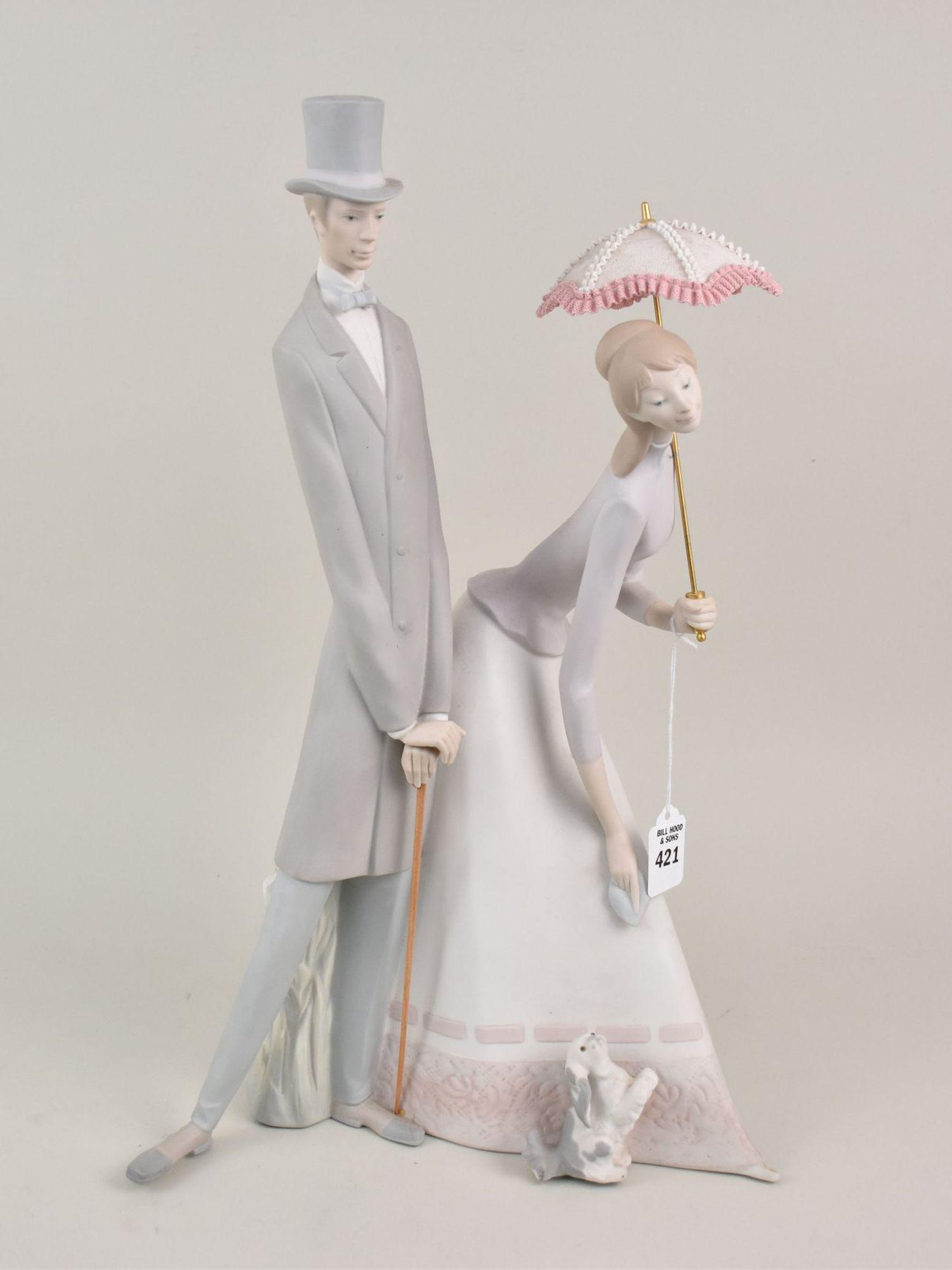 Lladro Porcelain, Matte Finish, Couple With Parasol, 19"h (1 of 10)