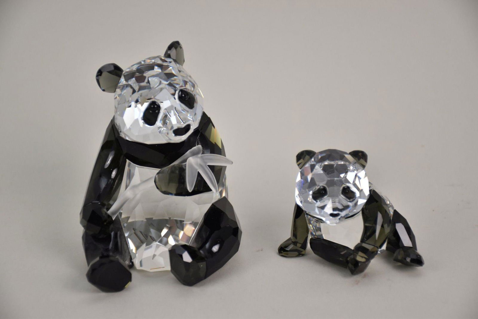 Swarovski Crystal, Panda (4"h) & Baby (2 1/2"H), Original Box (1 of 6)