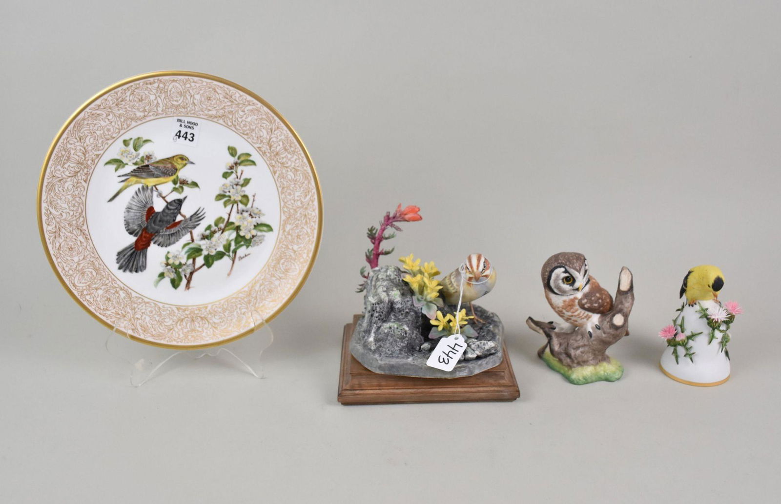 3pcs. Boehm Porcelain & One Royal Worcester Dorothy Doughty Bird-Lark Sparrow on Fitted Base (6"h x (1 of 14)