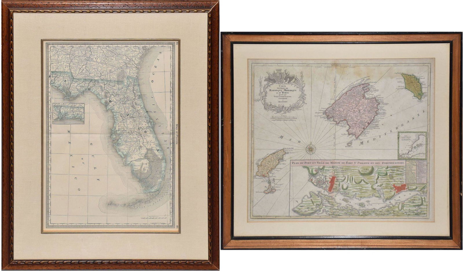 FRAMED MAP  Balearic Islands - â€œCarte des Isles de Maiorque, Minorque et Dâ€™Yviceâ€ after Tobias (1 of 12)