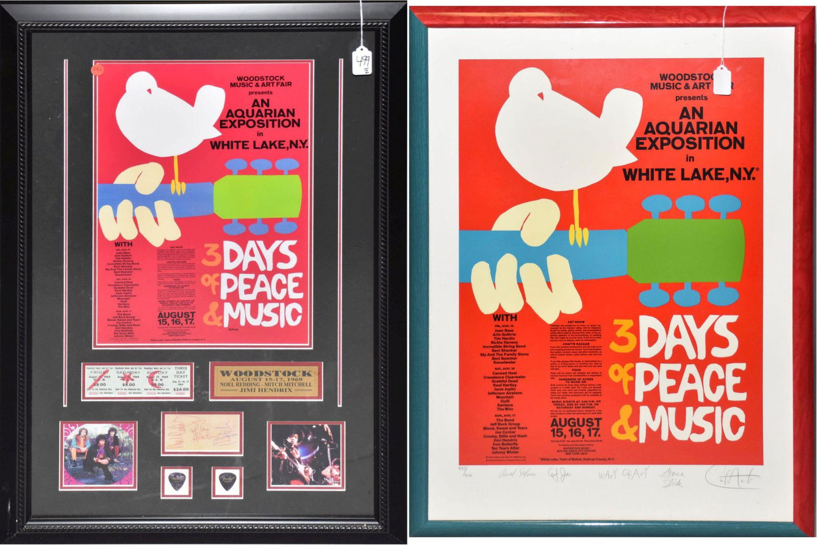 Two WOODSTOCK 1969 Posters Signed 25 Anniversity & Jimi Hendrix Display - 25th Anniversity Woodstock (1 of 16)