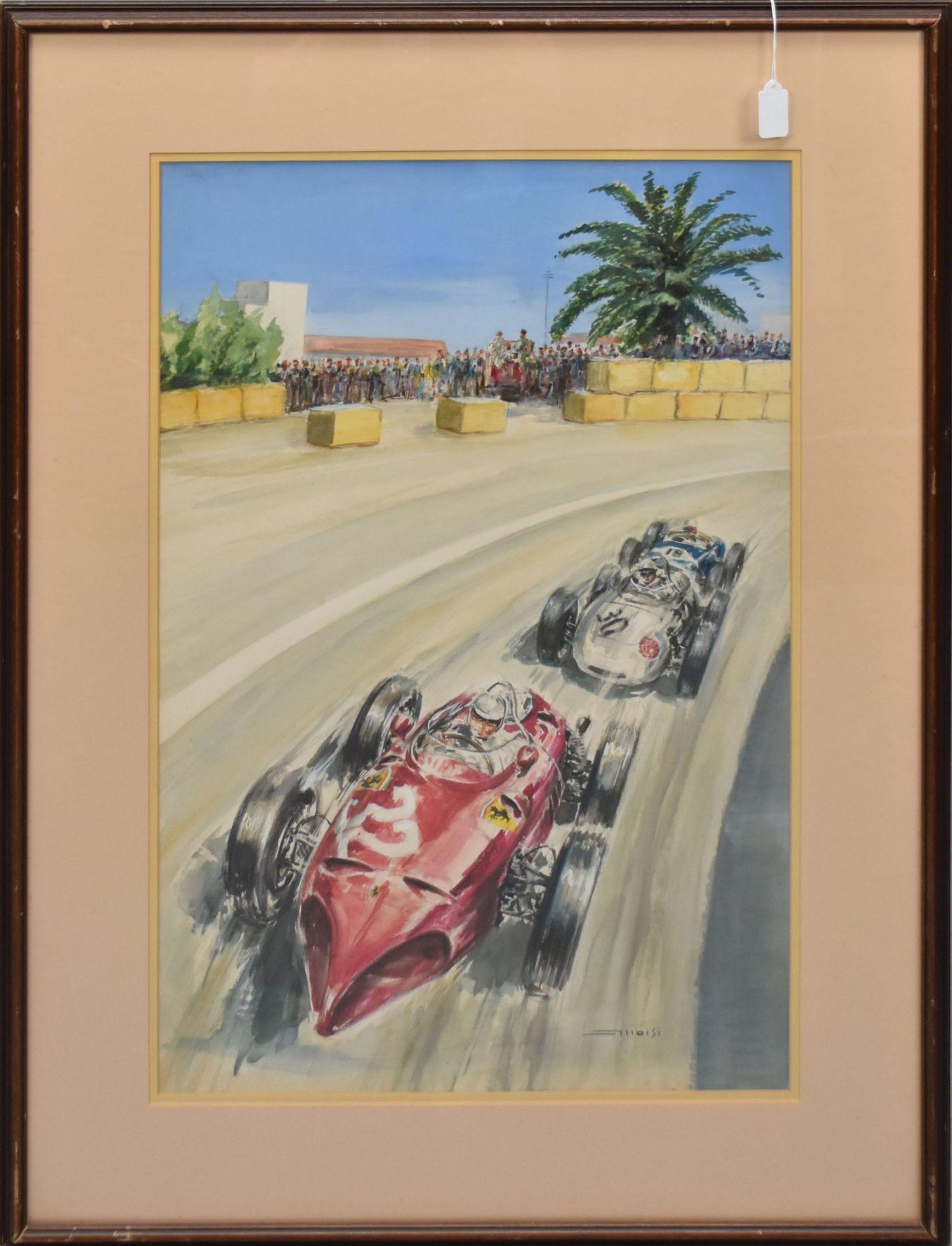 1960s Auto Racing Original Watercolor Cover Art by Gianni Alloisi - A watercolor on paper of three (1 of 11)