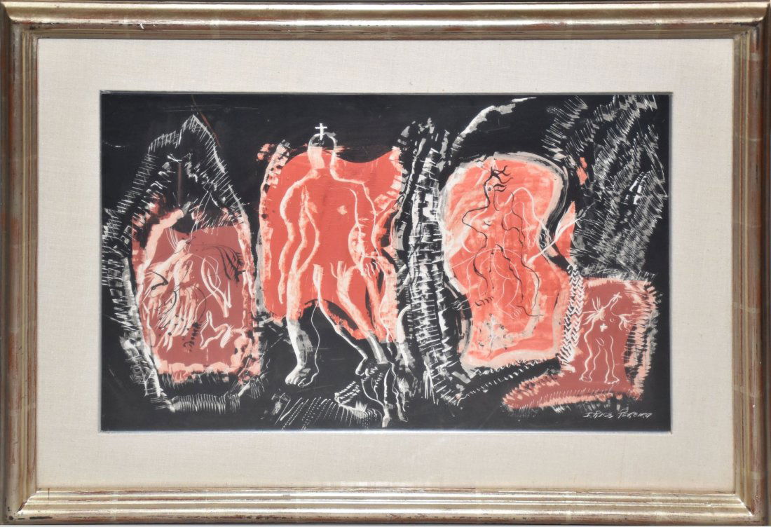 Irene Rice Pereira - Gouache and Ink Figural Abstract (1 of 4)