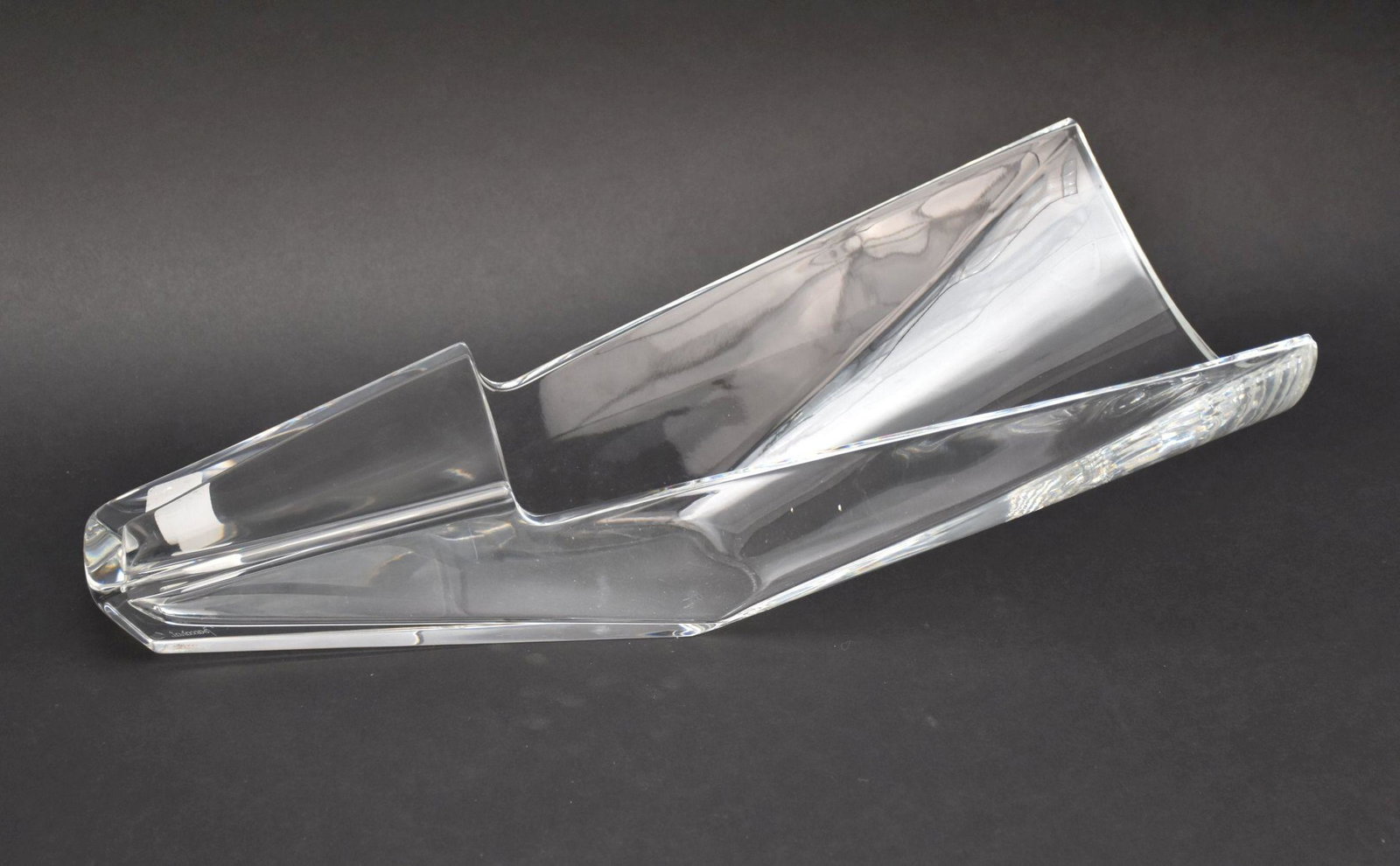 Baccarat France Crystal Diva Vase - French clear crystal vase with a sideways profile lying (1 of 6)