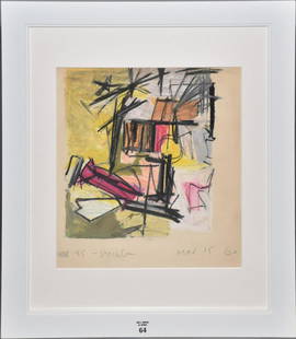 Leon Wall 1918-1980, Abstract Composition, 60 Pencil signed-inscribed L/R: Leon Wall 1918-1980, Abstract Composition, 60 Pencil signed-inscribed L/R