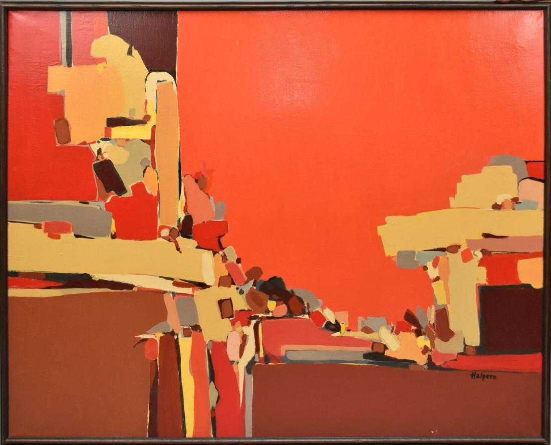 American School (20th century), "Red Valley," circa 1960, oil on canvas, signed "Halpern" lower (1 of 7)