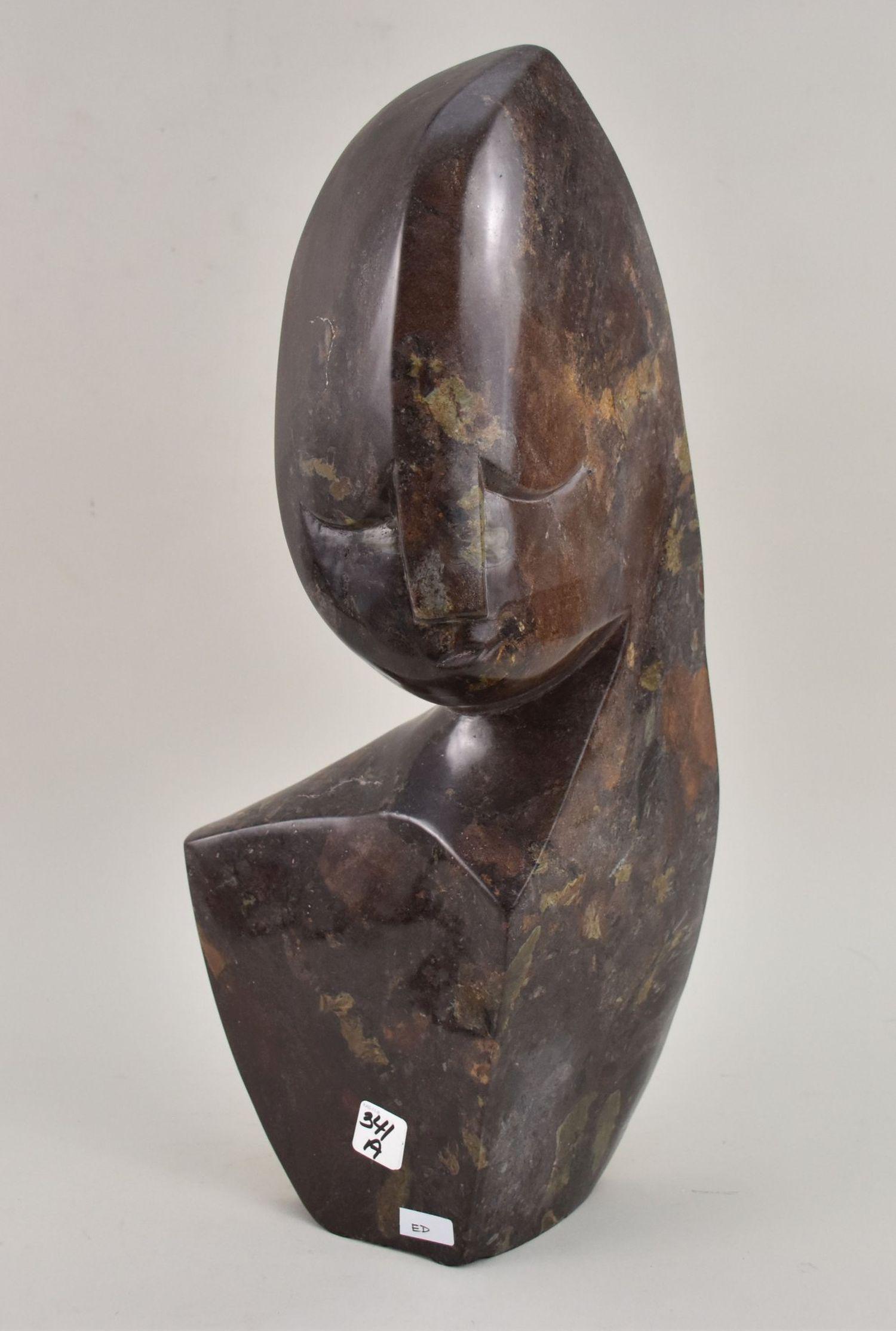 African Carved & Polished Soapstone Bust, 19 1/2"h (1 of 6)