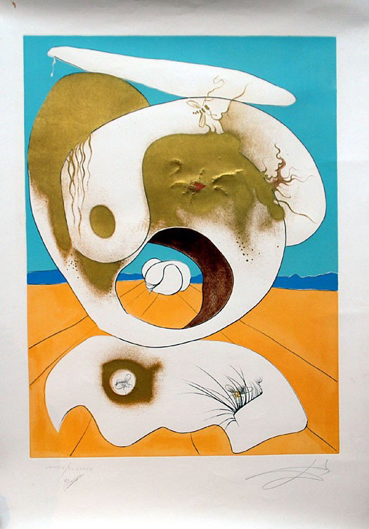 Salvador Dali (Spanish, 1904-1989), abstract, penci: Salvador Dali (Spanish, 1904-1989), abstract, pencil signed and numbered, unframed, 27"x39" sight