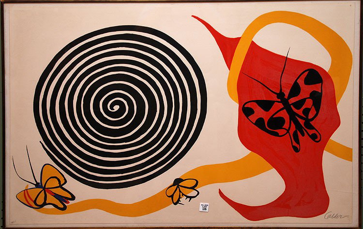 Alexander (Sandy) Calder (1898 - 1976) Lithograph: Alexander (Sandy) Calder (1898 - 1976) Lithograph, "Spirale Et Papillions", 26"x 38"sheet size