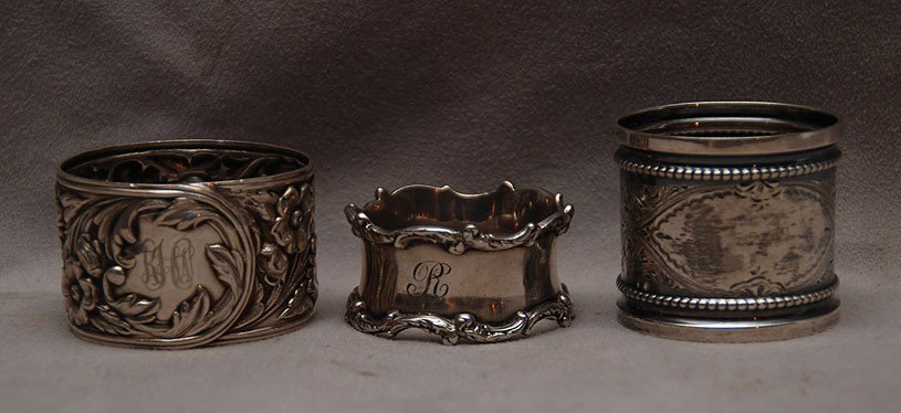 3 sterling napkin rings: 3 sterling napkin rings