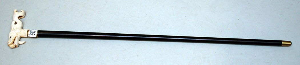 Walking stick with marine ivory handle, dragon, 36: Walking stick with marine ivory handle, dragon, 36"L