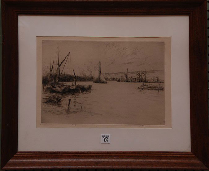 Kerr Eby (American 1889 - 1946) Etching, The Medw: Kerr Eby (American 1889 - 1946) Etching, The Medway -1929, 10"x15"