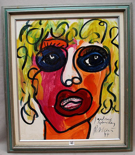 Peter Keil (German born 1942) oil on board, Jacque: Peter Keil (German born 1942) oil on board, Jacquelyn Kennedy, abstract head, 15" x 19 1/4"