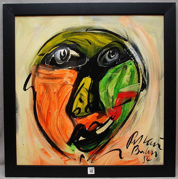 Peter Keil (German born 1942) oil on board, abstra: Peter Keil (German born 1942) oil on board, abstract head, dated '84, 24" x 24"