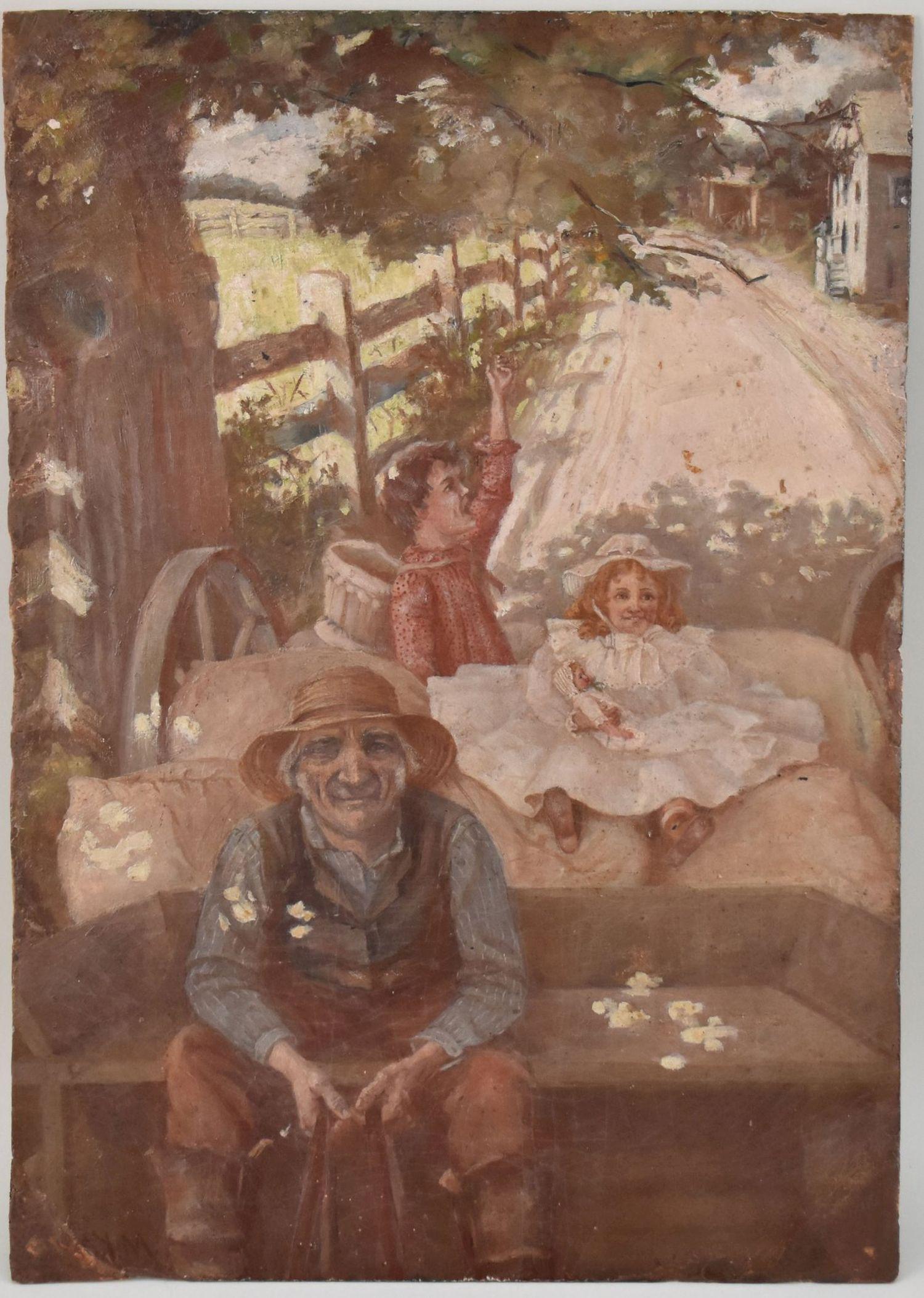 19th/20th Century American School, Preparatory Sketch for Illustration, Oil on Card, Old South (1 of 6)