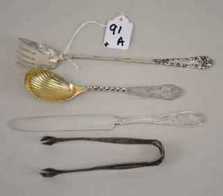 4 Antique Sterling Silver Pieces Tiffany & Co, Continental, American - Group including: A) Tiffany & (1 of 2)