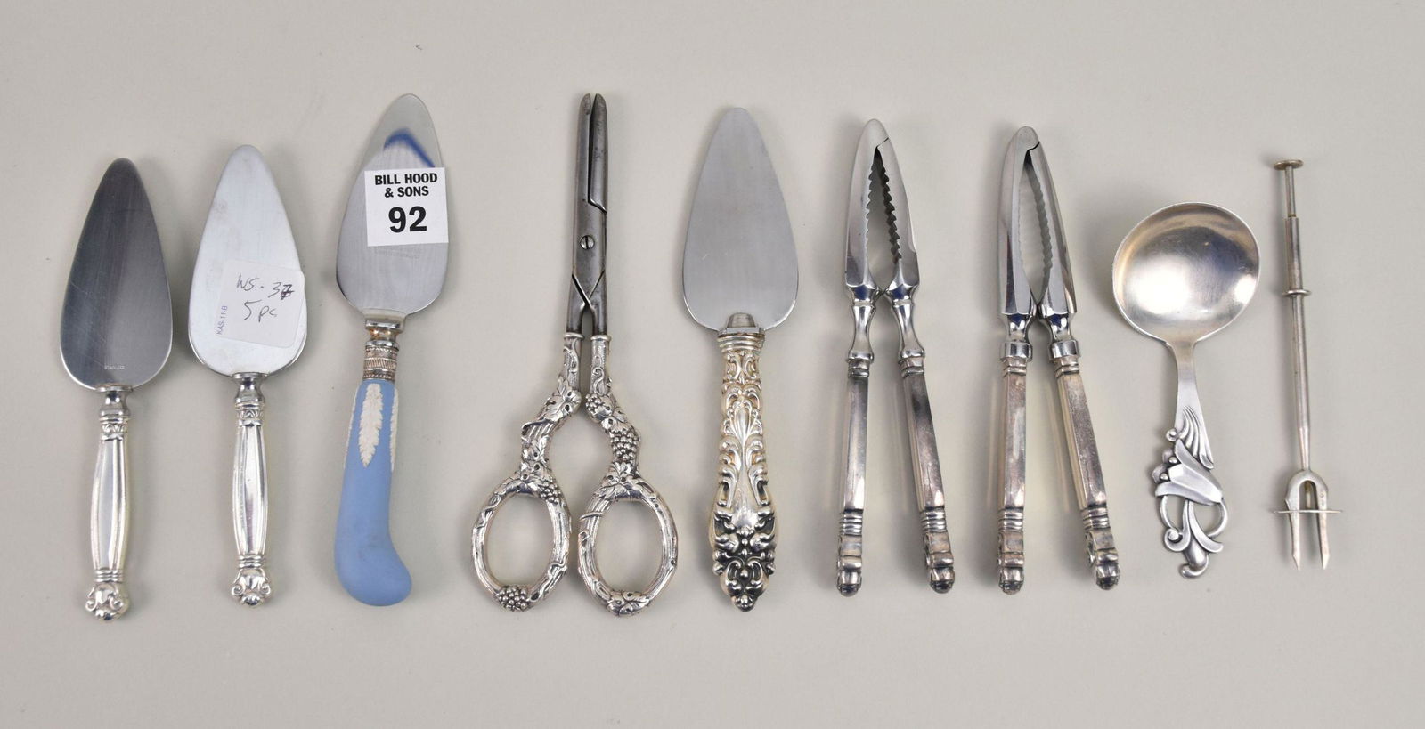 9pcs. Sterling, 6 Sterling Handled Pcs, 2 George Jensen Nutcrackers, Grape Shears, 3 Cheese Servers, (1 of 4)