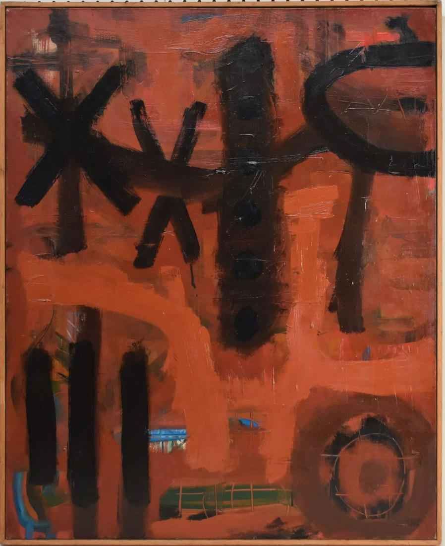 Guido Llinas (Cuba 1923-2005) Abstract Oil on canvas, SIGNES - 1965/9. 92 X 72.5 cm. signed lower: Guido Llinas (Cuba 1923-2005) Abstract Oil on canvas, SIGNES - 1965/9. 92 X 72.5 cm. signed lower right. Inscribed on reverse: Signes 1965-69. G. Llinas. 30F (Vernis Mat Rembrandt) COA from the estate