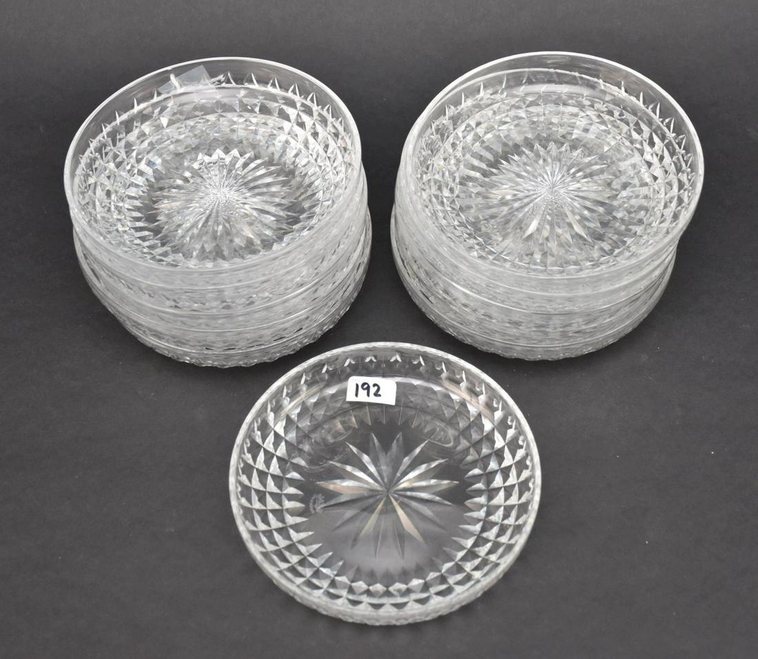 Set of Thomas Webb England Crystal Dishes - A set of 10 cut crystal dishes by Thomas Webb. Each: Set of Thomas Webb England Crystal Dishes - A set of 10 cut crystal dishes by Thomas Webb. Each marked "Thos Webb England". Central radiating star and geometric cut border. Together with an additional