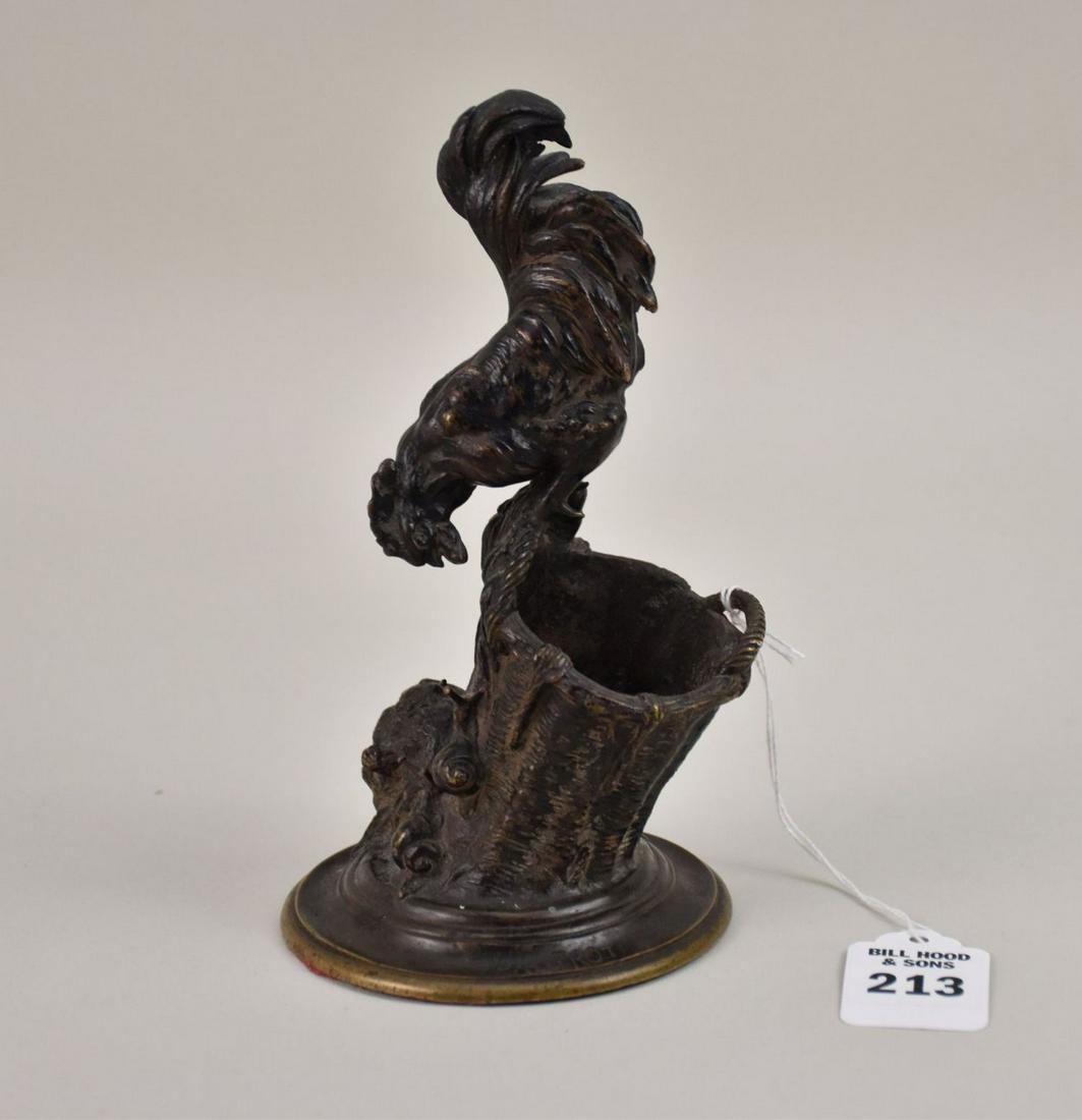 Ferdinand Pautrot (French, 1832-1874) Bronze Figure of a Rooster catching Snails - A patinated (1 of 6)