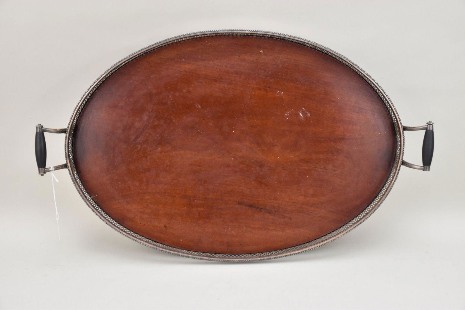 Antique Gorham Mahogany Serving Tray w/ Sterling Gallery - a double handled serving tray with a (1 of 5)