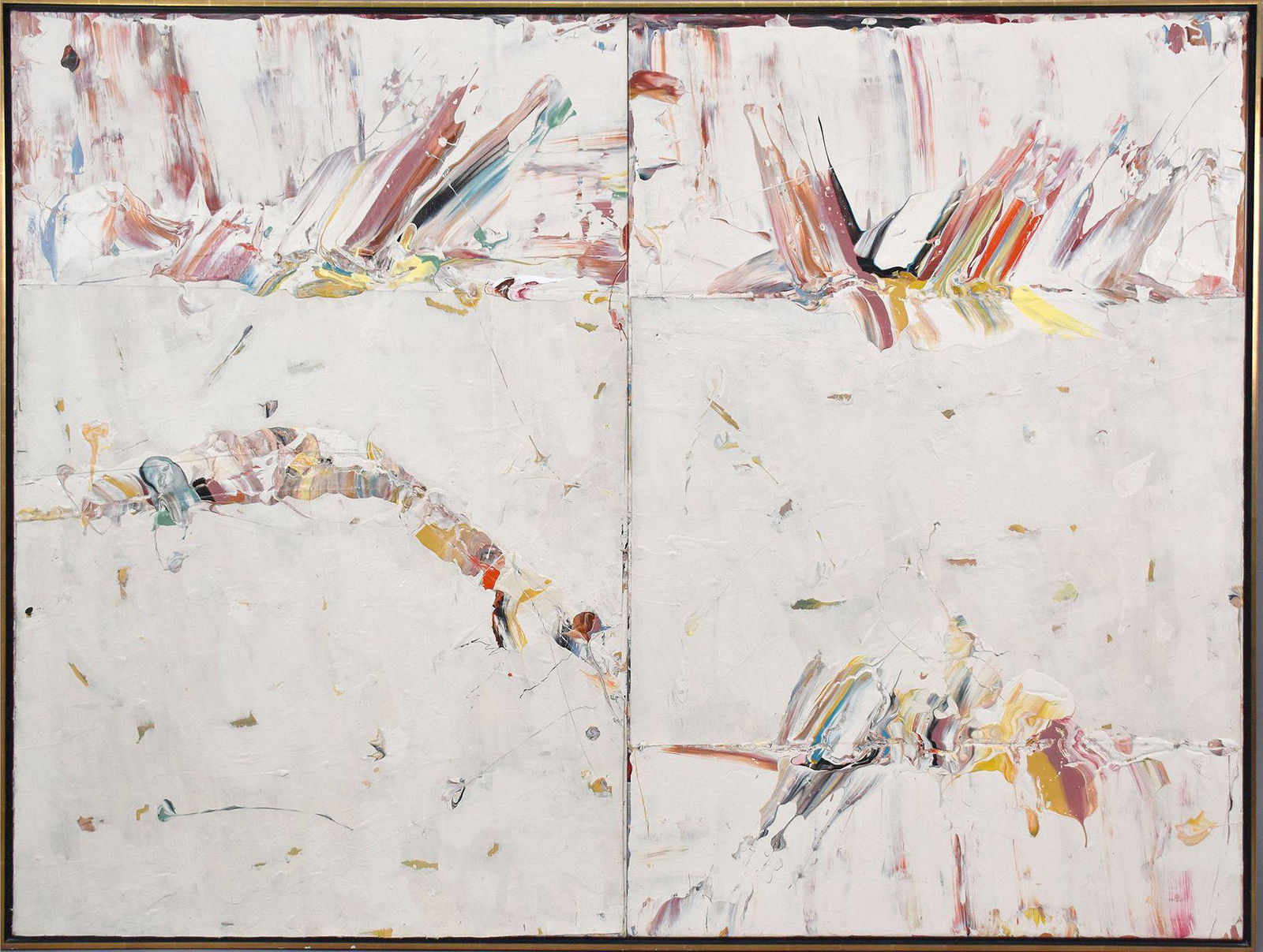 Rose Lindzon (Canadian, 20th century) Large Modern Abstract Double oil on Canvas,  53 x 36 inches (1 of 10)