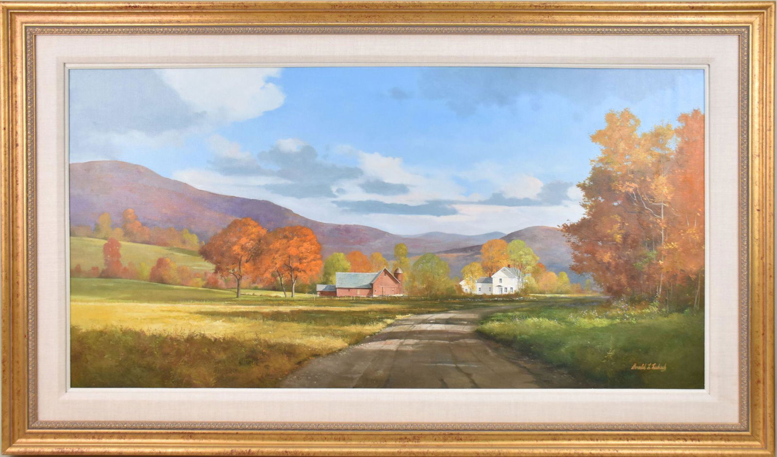 Gerald L Lubeck (American b. 1942-) Landscape- Country Farm Road, oil on canvas, 20 x 40 inches. (1 of 7)