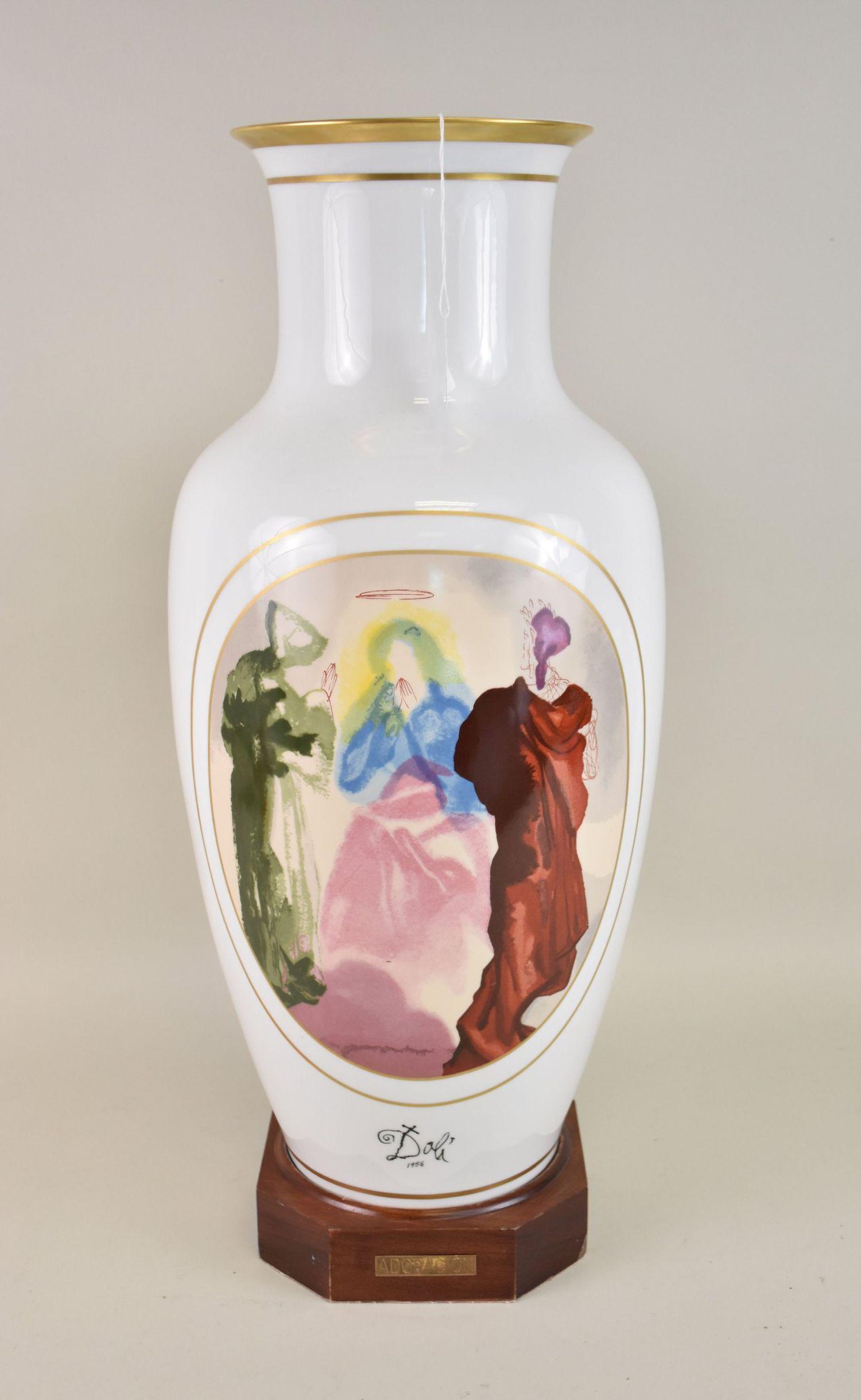 Salvador Dali 'Adoracion y Vuelo' Spanish Porcelain Vase - c. 1982. A printed porcelain vase with (1 of 8)