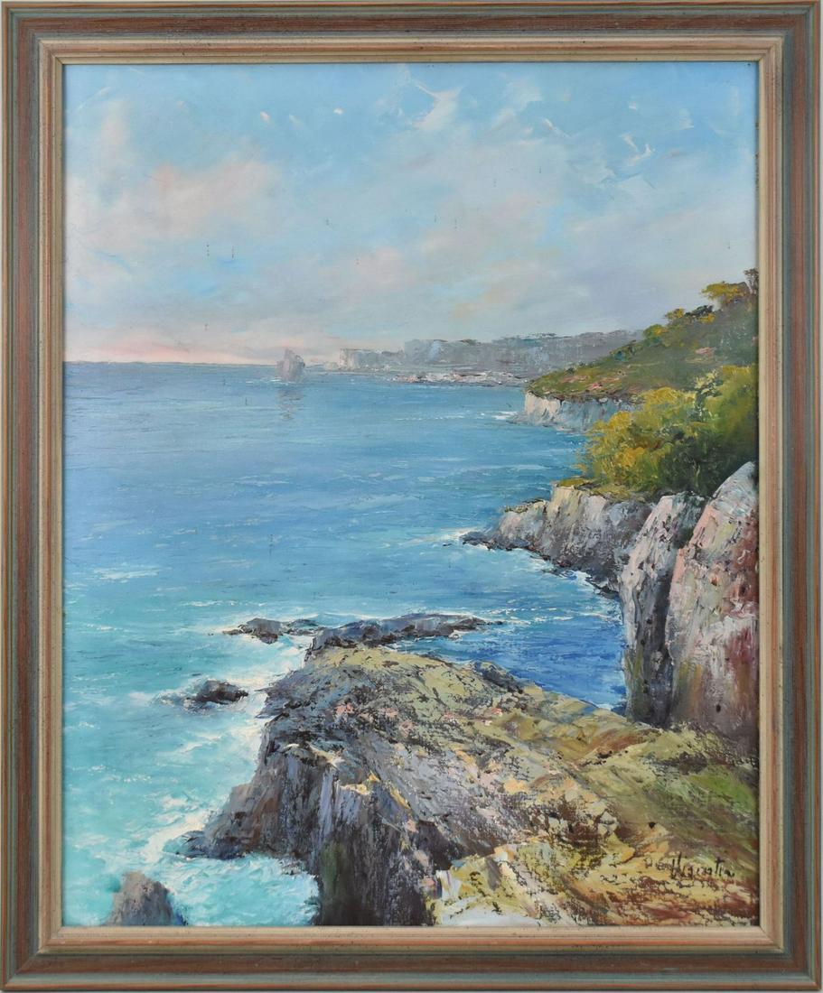 G. Visentini (Italian b. 1937) oil on canvas, Coastal Scene, Seascape w/ cliffs over looking the (1 of 9)