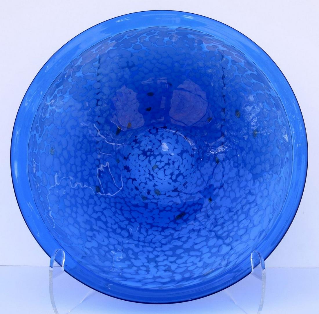 GINO CENEDESE and CO. (Murano, Italy), Large Blown Sapphire Blue Glass Bowl, internally decorated (1 of 6)