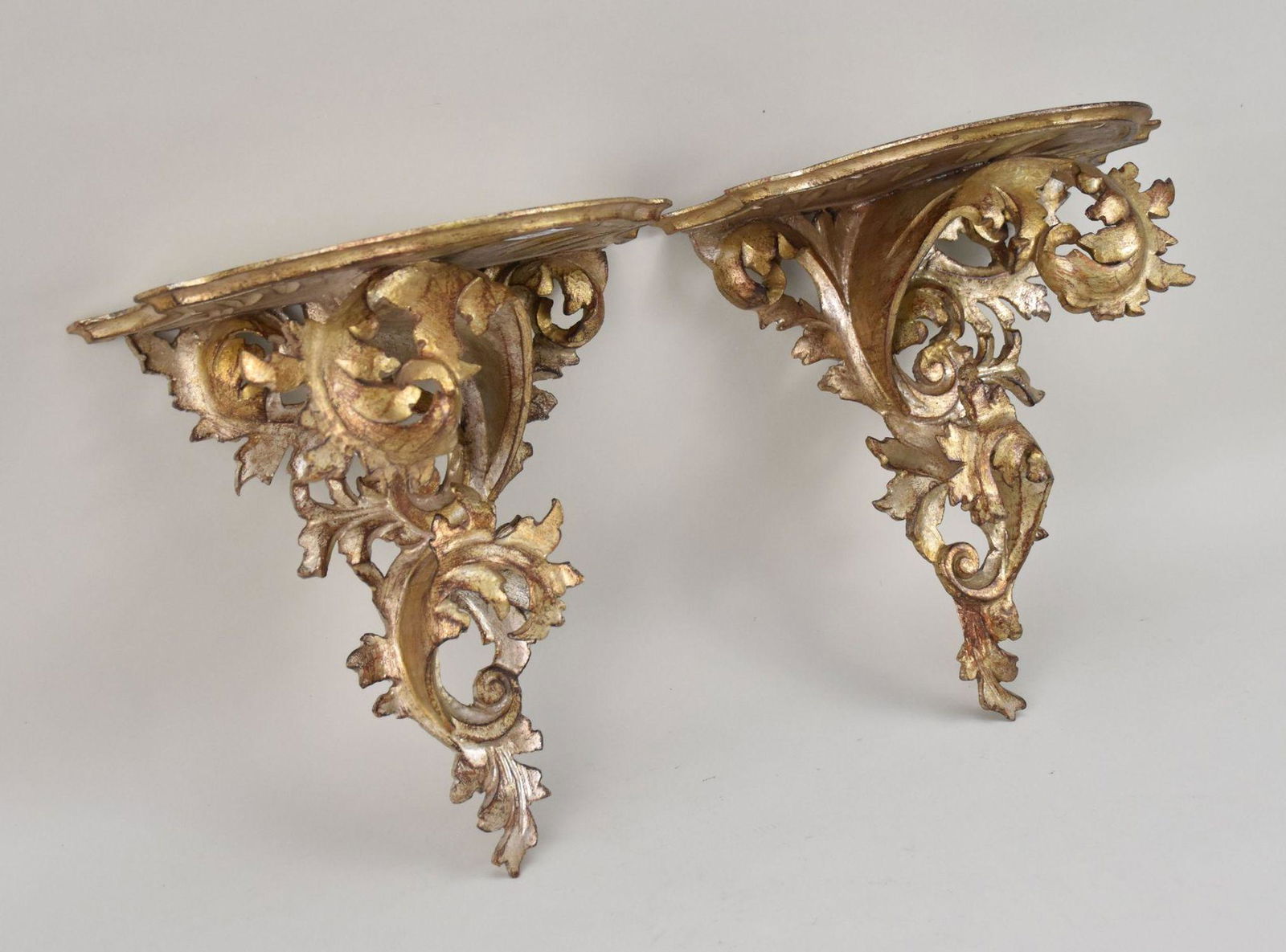 Pair Gilded Carved Wall Bracket, 14"h (1 of 7)