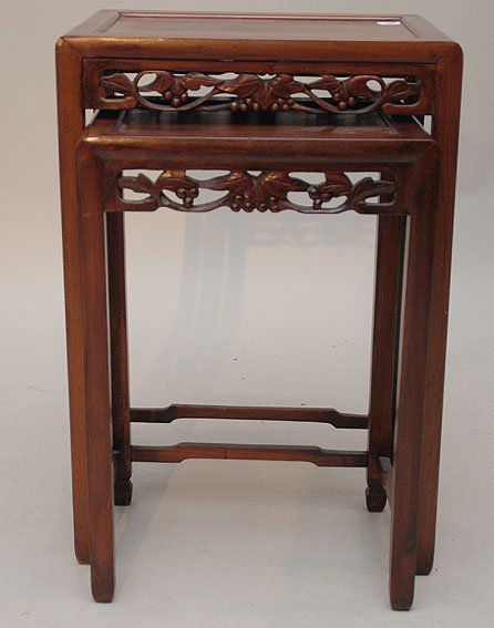 Nest of 2 Chinese stands, 27"h x 18"w x 13"d: Nest of 2 Chinese stands, 27"h x 18"w x 13"d