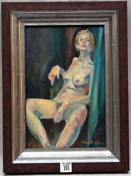 Joseph Hirsch (AMERICAN, 1910-1981) oil on board,: Joseph Hirsch (AMERICAN, 1910-1981) oil on board, Nude, 8"x10"