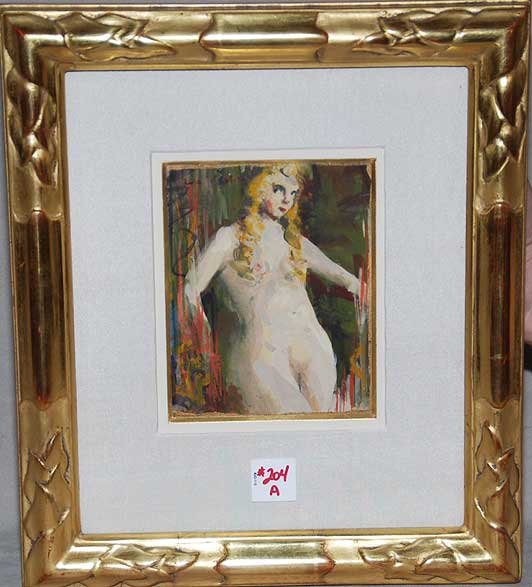 Lovis Corinth (GERMAN, 1858-1925) Watercolor, Sta: Lovis Corinth (GERMAN, 1858-1925) Watercolor, Standing Nude, signed upper right, 5-3/4" x 4-1/2"