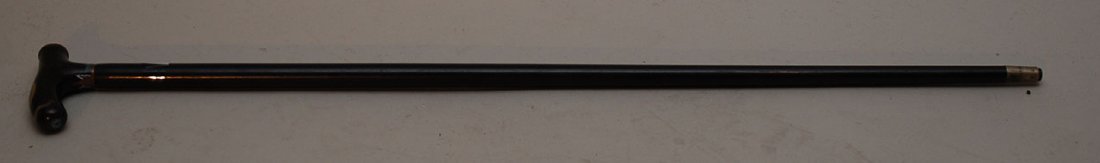 Single walking cane with cloisonné handle and 5 to: Single walking cane with cloisonné handle and 5 toe dragon motif
