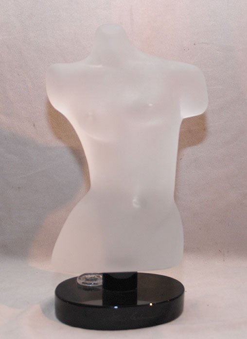 Murano frosted art glass nude torso, signed Dan Ed: Murano frosted art glass nude torso, signed Dan Eden, 11"h