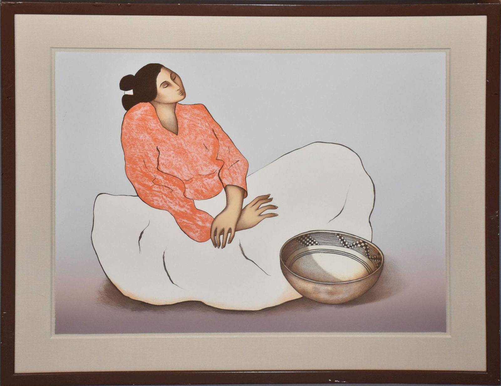 R.C. Gorman (1931-2005 ), printers proof Navajo with pottery bowl. "Mimbres", PSLL-'84, sheet size (1 of 9)