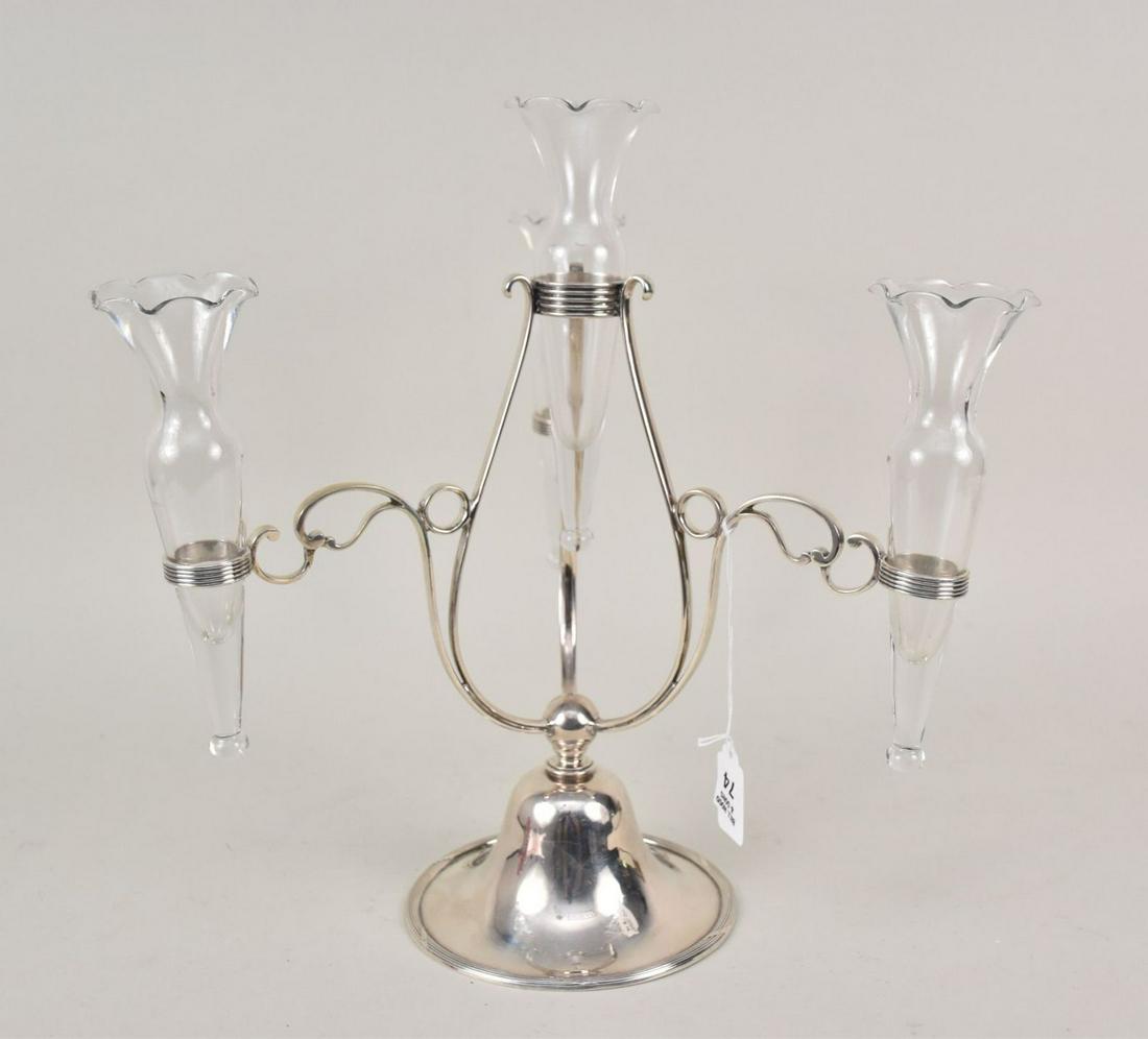 Sterling Silver Centerpiece Epergne with 4 Matching Vases, 14 1/2"h  x 12"w (1 of 5)