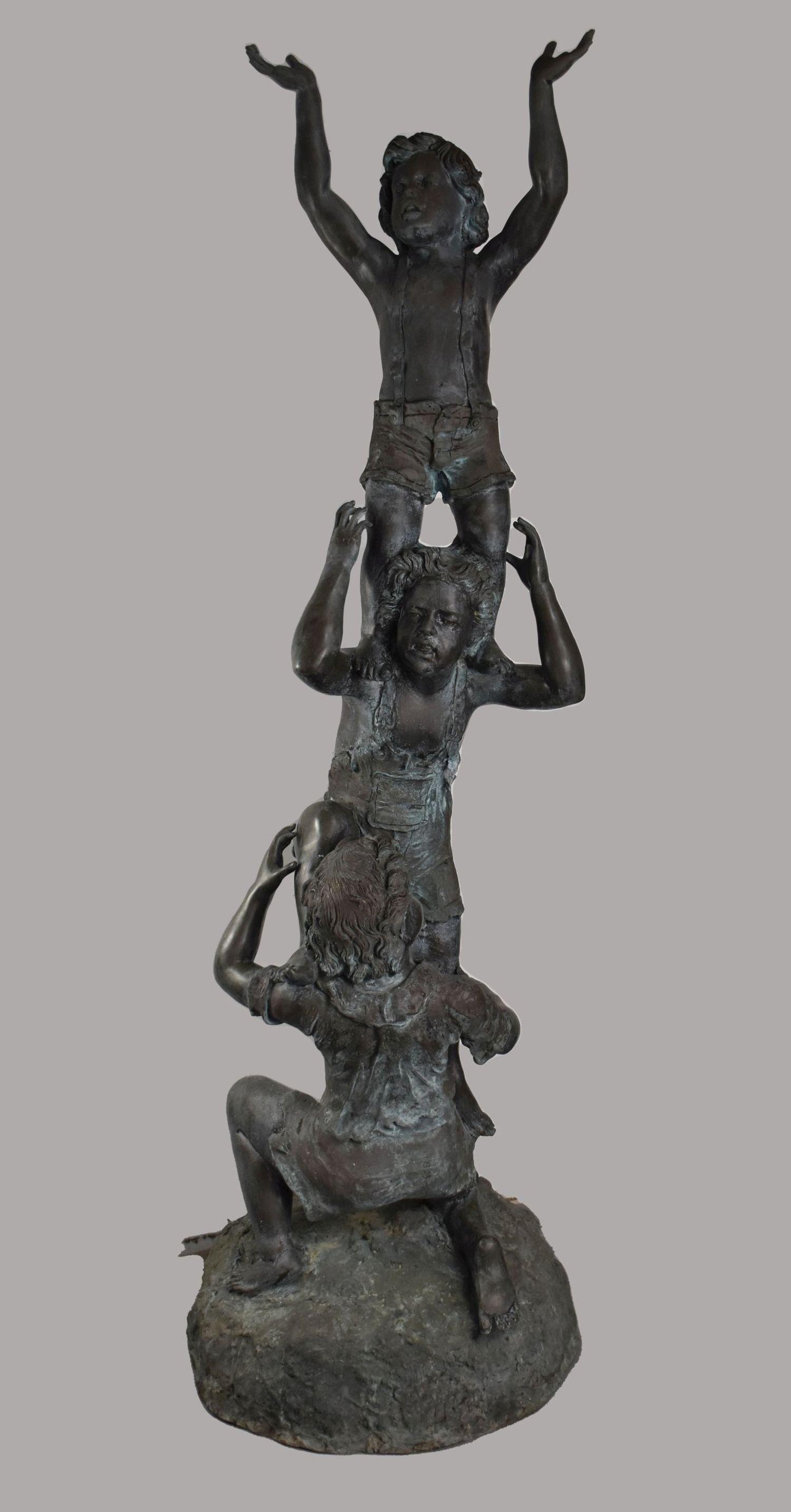 Bronze Garden/Patio Statuary, Children on Shoulders, 7'6" x 2'3" (1 of 9)