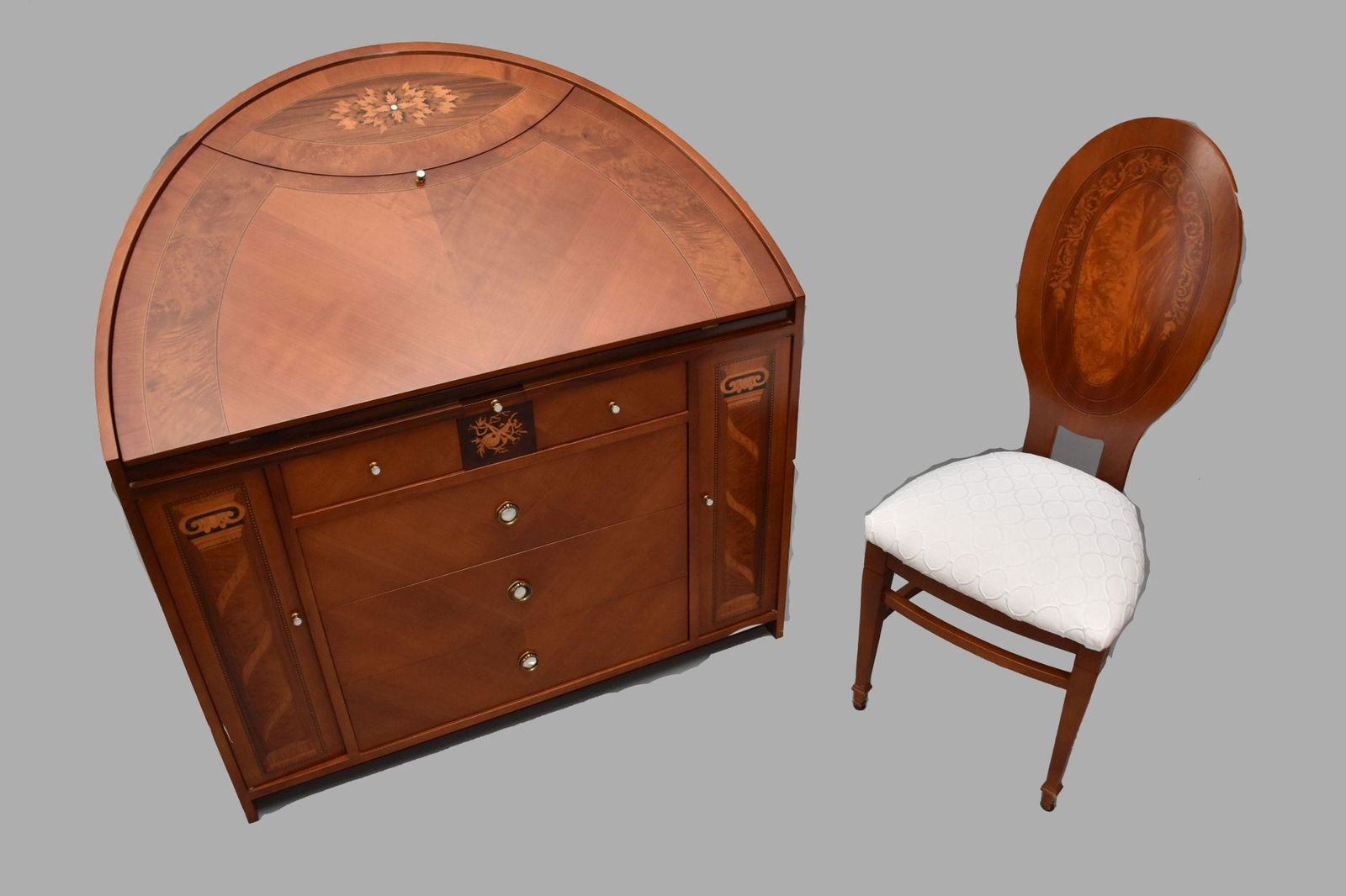French Art Nouveau Unusual Desk, Matching Chair, has inlays and mother of pearl inlay,, Custom (1 of 9)