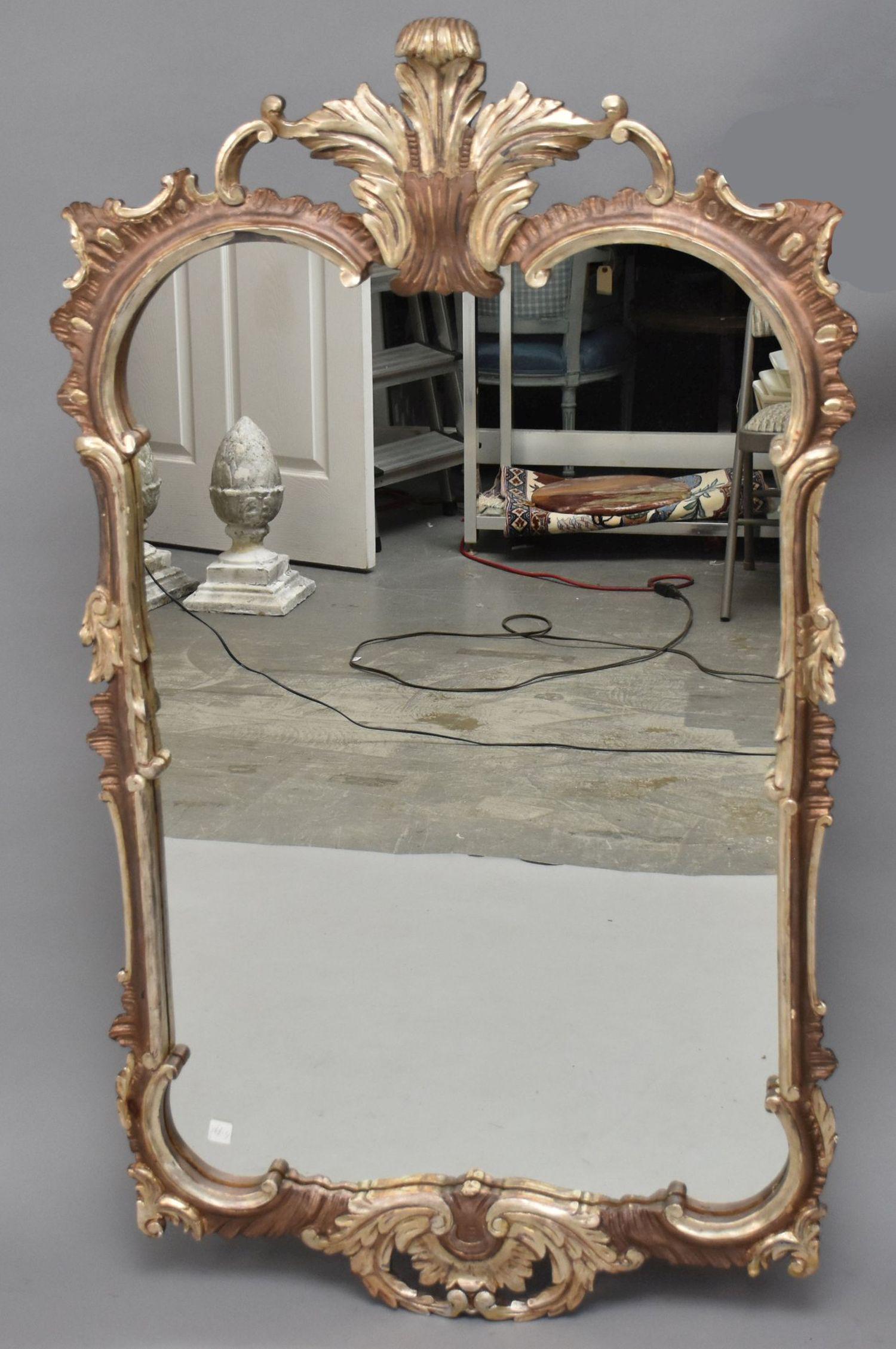 Silvered French Style Mirror, 55"h x 32"w: Silvered French Style Mirror, 55"h x 32"w