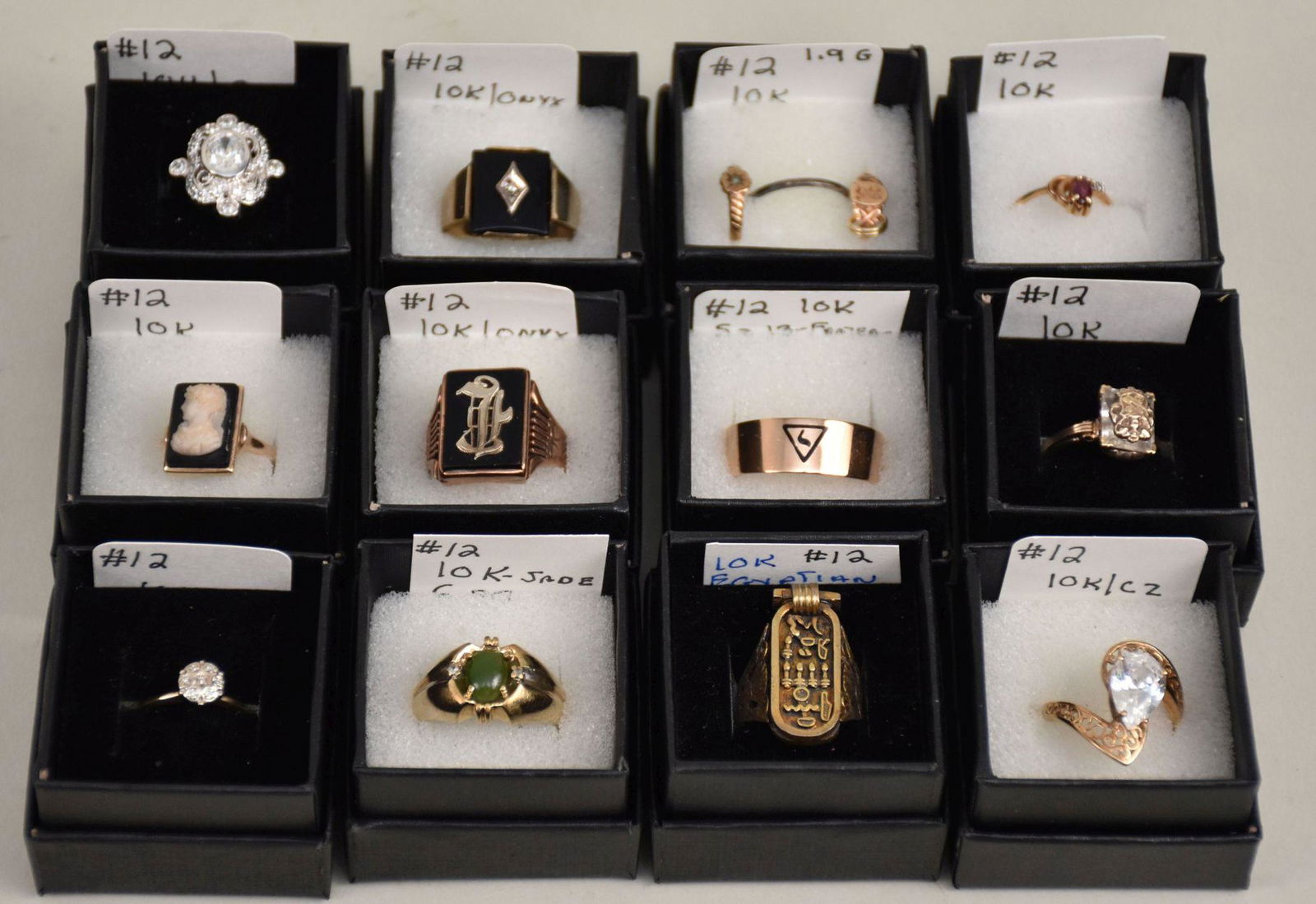 Lot of 12 old Vintage Rings, 10kt, Baby Size to Size 13 (1 of 15)