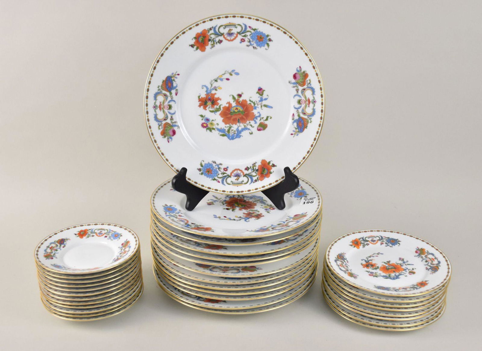 Limoges Ceralane Porcelain, "Vieux Chine", Incl; 13 Dinner Plates (10 3/4"dia), 8 Dessert Plates and (1 of 7)