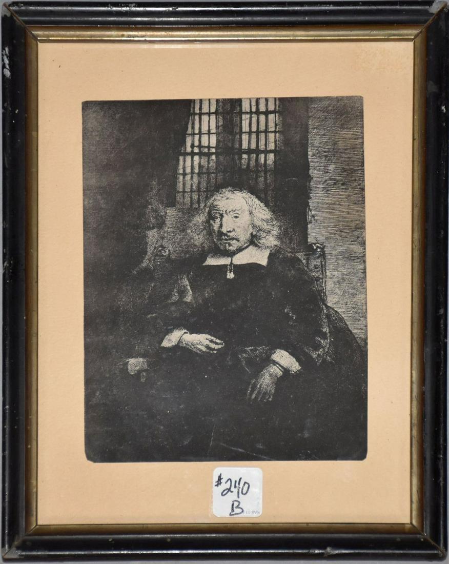Antique Rembrandt Etching - Jacobsz Haringh (the older) 7-1/2 x 5-3/4 inches, overall frame 11 x 9 (1 of 4)