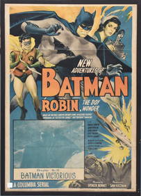 Vintage Original Batman & Robin Serial Movie Poster, c. 1949 for the TV series The New Adventures of (1 of 11)