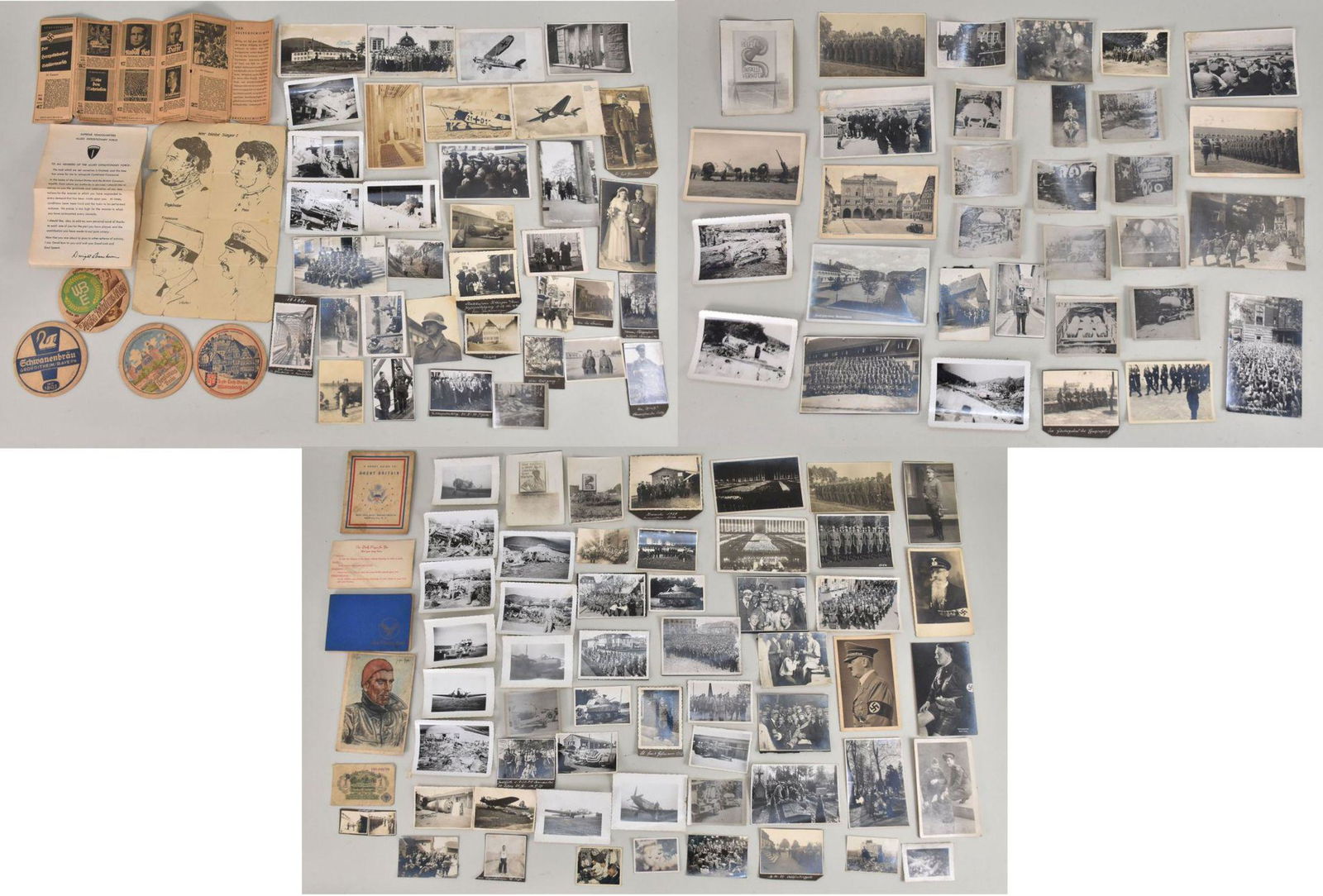 Photographs, Postcards & Ephemera Lot WWII German. Pamphlets, original photos, postcards both blank (1 of 20)